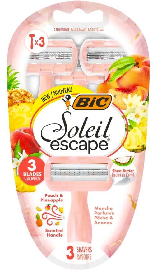 Bic Soleil Escape Disposable Razors Peach & Pineapple 3 st
