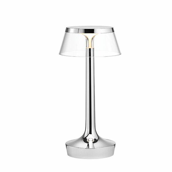 Flos Bon Jour Unplugged Bordlampe Krom Krop og Transparent Skærm