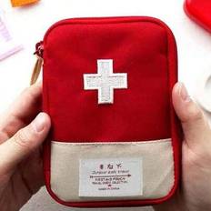 1 st bärbar medicinförvaringsväska för resor, sminkväska, kosmetikväska, semesterorganisatör, sminkväska med stor kapacitet, för läppstift, borste, hu - Röd (1pc M,1pc L)