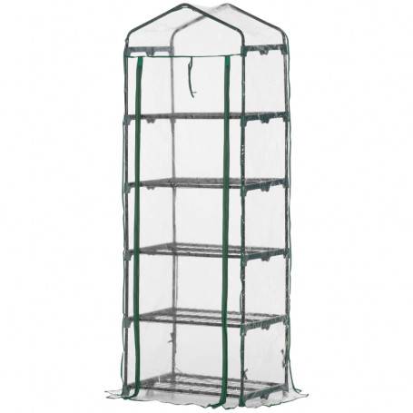 Miniväxthus Med 5 Hyllor 69×49×193 cm Transparent/Grön