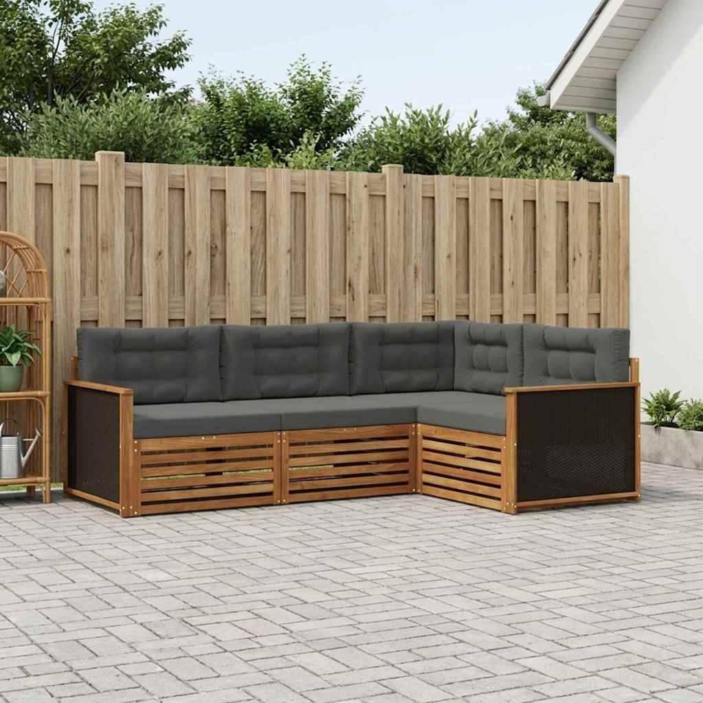 vidaXL Udendørs sofagruppe 4 stk. Naturlig og Antracit Polyester