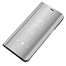 Jacyren Galaxy S10 Clear View läderfodral Cover, Galaxy S10 mobiltelefonfodral spegel skyddande fodral flip väska, stående funktion skydd skal fodral för Samsung Galaxy S10 (Galaxy S10, silver)