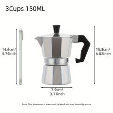TEMU A -style Espresso Machine - In Sizes, Made Of Aluminum, Manually Operated, Suitable For Outdoor Dining, Home, And Restaurant Use.