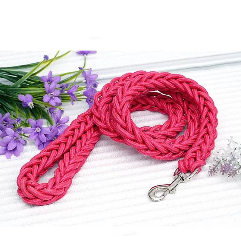 Heavy Duty Nylon Dog Leash & Collar Set - 130cm - Pink / Dia. 2.0cm (Dia. 2.0cm)