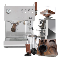 Ascaso Steel Duo Plus Polerat Stål Espressomaskin Inkl. Eureka Mignon Libra 55 Krom Espressokvarn & Baristautrustning