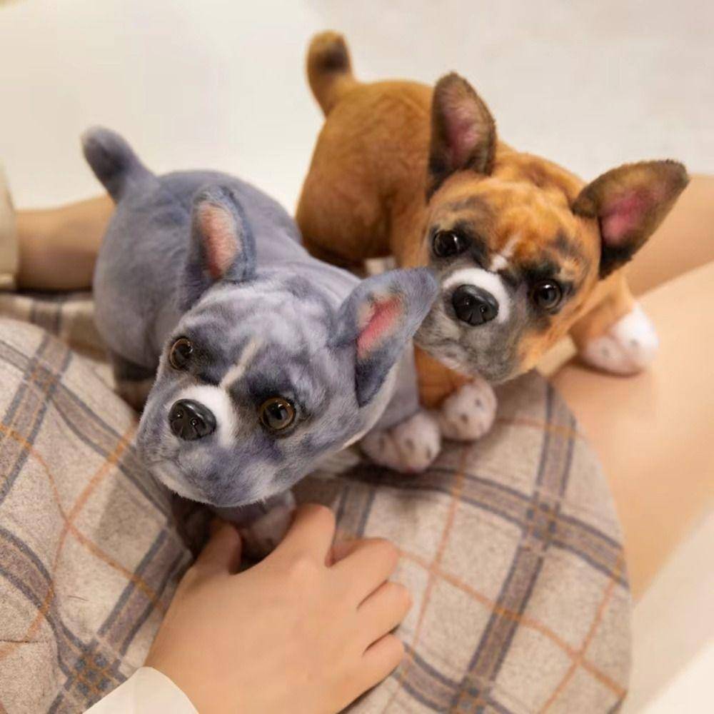Simuleringsställ Hund Gosedjursdocka Realistisk Baggle Hundleksak Fransk Bulldogg Plysch Gosedjur