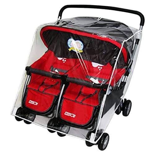 Yeory Barnvagn RainCover Universal, Twins Barnvagn Raincover, dubbel Raincover för barnvagn sida vid sida, transparent PVC -regntäcke för barnvagn, vattentäta tvillingar baby buggy regntäcke, klar
