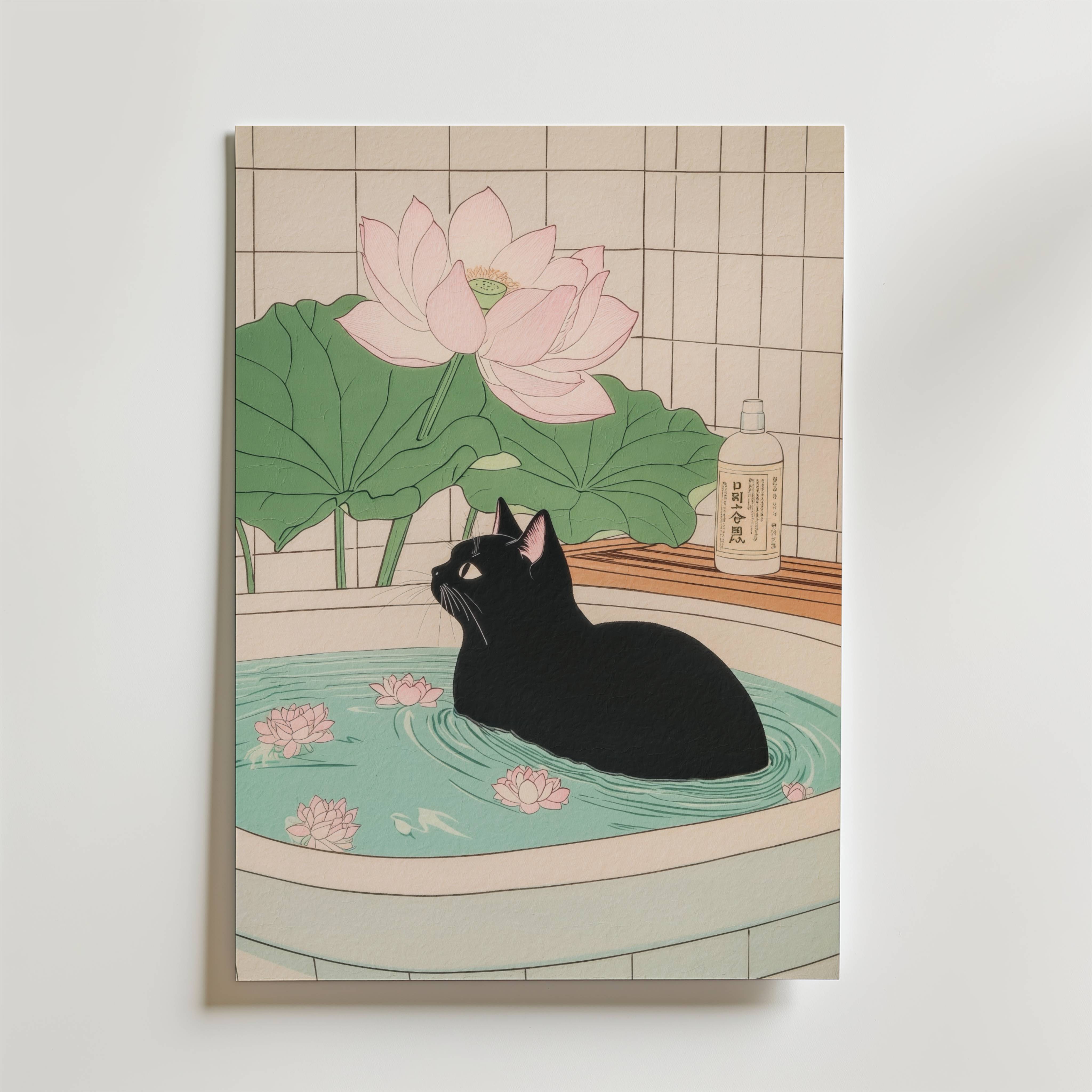 Serene Black Cat Poster - Premium Canvas 21x30 cm