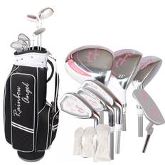 Ladies Golf Debut Club 7 Caddy Bag Head Cover Mega Golf Rainbow Angel Golf Beginner Set svart