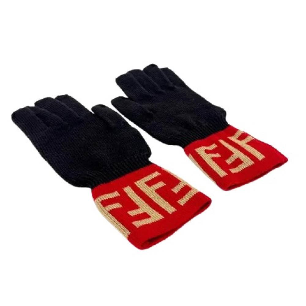 Fendi Vintage Pre-owned Varme handsker - Vintage - Dame - Sort - ONE SIZE - Uld