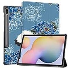 SanMuFly Fodral till Samsung Galaxy Tab S8+/S8 Plus 2022/S7 FE 2021/S7+ /S7 Plus 2020 12,4 tum med S-pennhållare, smal, lätt, tredelat smart fodral med automatisk sov/vakna, totemkran 9