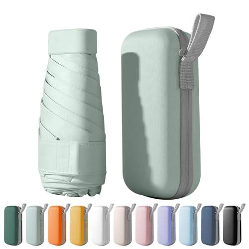 FANSEZQ Mini Schirm, Regenschirm, Regenschirm, 6 Rippen Mini-Uv-Schirm, Tragbarer Taschenschirm Für Männer Und Frauen (Fruchtgrün)
