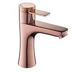 utbredd badrumsvaskblandare mässing varmt och kallt vatten däckmonterad handfatblandare enkelhål enkelhandtag toalett tvättställsblandare, rose gold