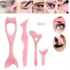 4 stycken/uppsättning multifunktionella ögonsminkverktyg, silikon-eyelinermall, mascaramask-ögonskuggsapplikator, läppstiftsapplikator, guidevinge-eye - Babyrosa