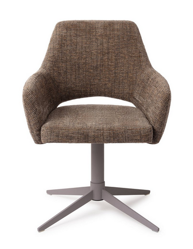 YANAI Spisebordsstol med drejefod i stål og polyester H83 cm - Grå/Mørkebrun