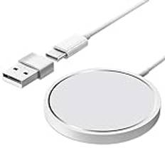 iPhone trådlös laddare, 15 W MagSafe Laddare Trådlös Laddare Kompatibel med Apple iPhone 15 Pro Max/15 Plus/15/14 Pro Max/14 Pro/13 Pro/12 Mini