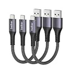 Maxonar USB C kabel kort 20cm/0,2M [3 Pack] 10 Gbit USB3.2 Gen2 typ C Android Auto QC3.0 snabbladdare USB A till C 3.1A för Samsung Note20 Galaxy S23/S22/S20 Z Flip5 Pixel 8 Pro Oneplus 11 PS5 grå