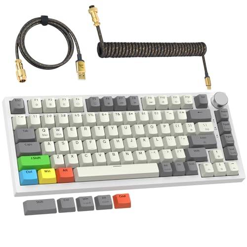 LexonElec x ATTACK SHARK K85 Magnetic Switch 75% Mekaniskt Tangentbord, Rapid Trigger, DKS/MT/TGL, LIGHTSYNC RGB, QWERTY, Upprullad USB C-kabel, TKL Gasket Gaming Tangentbord med Knob Control - Grå