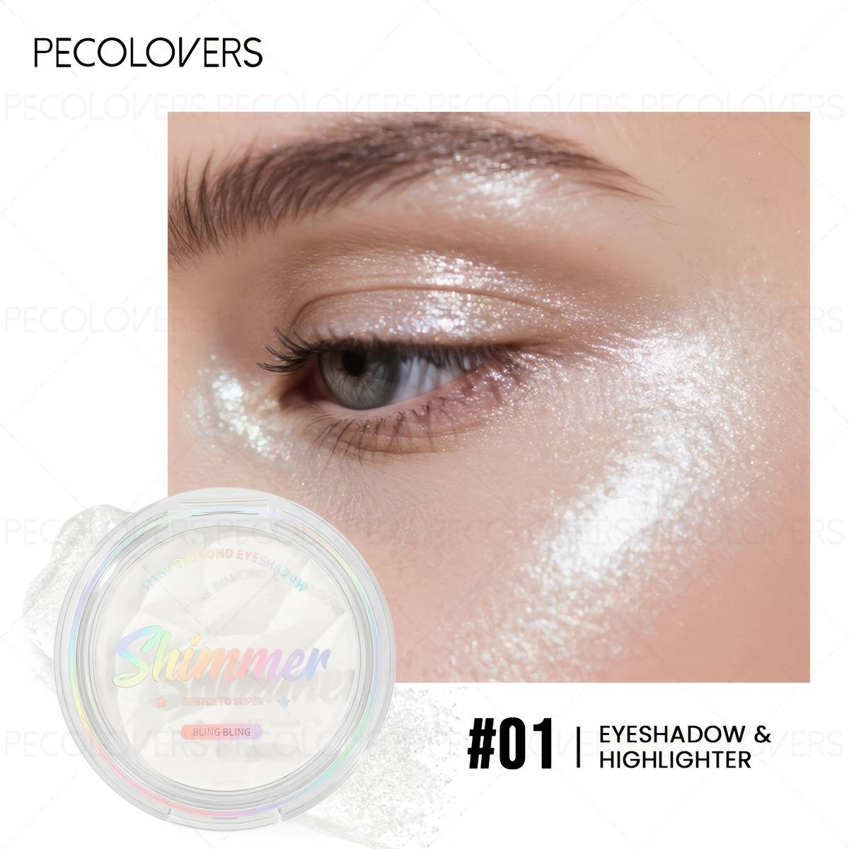 Face Highlighter, Eye Brightening, White Silver And Champagne Color, Fine Shimmering Powder, Waterproof And Sweatproof, Long-lasting, Facial Cosmetics