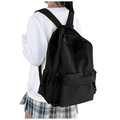 HYC00 Schulrucksack Damen, Causal Travel Schultaschen 14 Zoll Laptop Rucksack für Mädchen Teenager Schultasche Leichter Rucksack Schule Aesthetic Bookbag College Backpack Boys Men Work Daypack,Schwarz