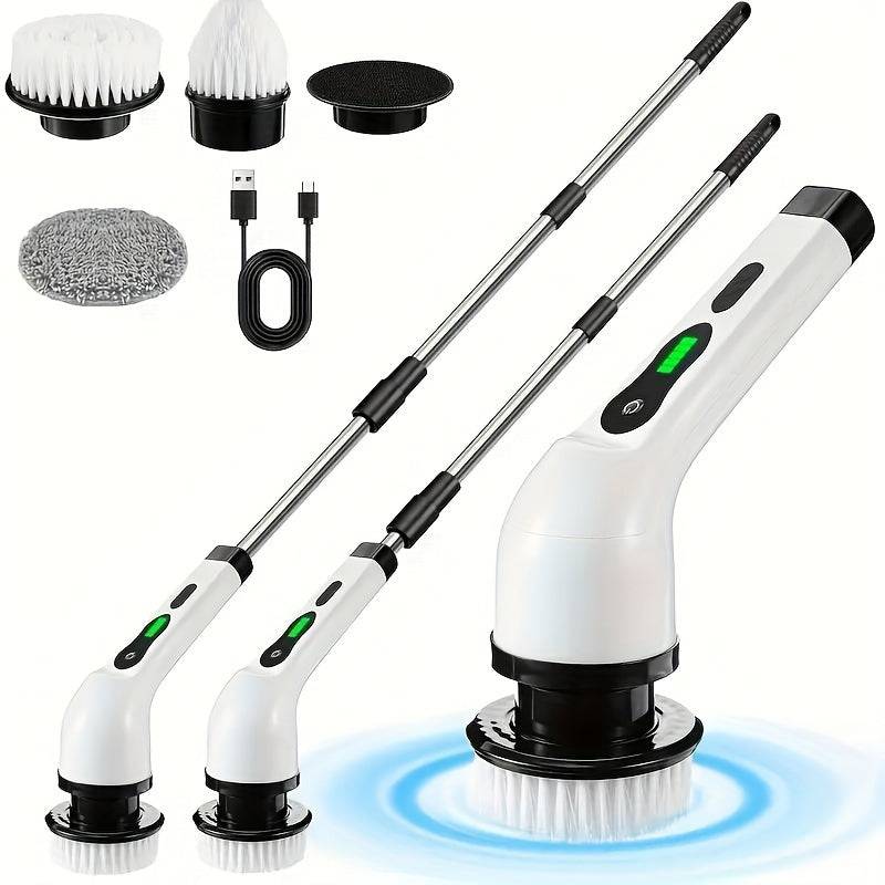 Electric Cleaning Brush with a Cordless Rotating Floor Washer, - White 3.
