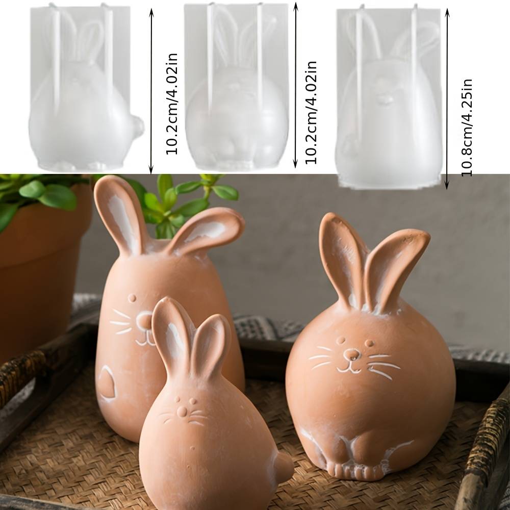 TEMU Candle Mold 3pcs New Easter Bunny Mold, Bunny Candle Making Mold, Egg Candle Making Mold, Easter Bunny Decoration Crafts, Bunny Making Mold