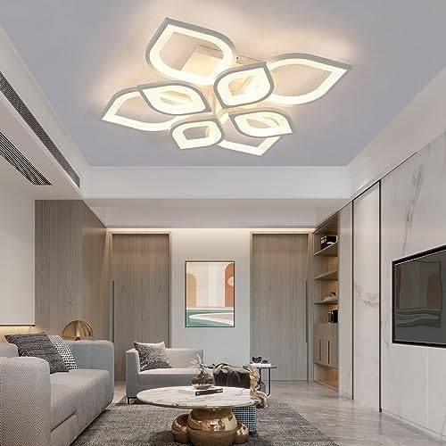LED-taklampa Modern Stor Vardagsrum Sovrum Dekorativ lampa Taklampa Dimbar med fjärrkontroll Belysning Blommönster Pendel Akrylskärm för Matbord Vardagsrum Kök Badrum (Size : 4+4 heads)