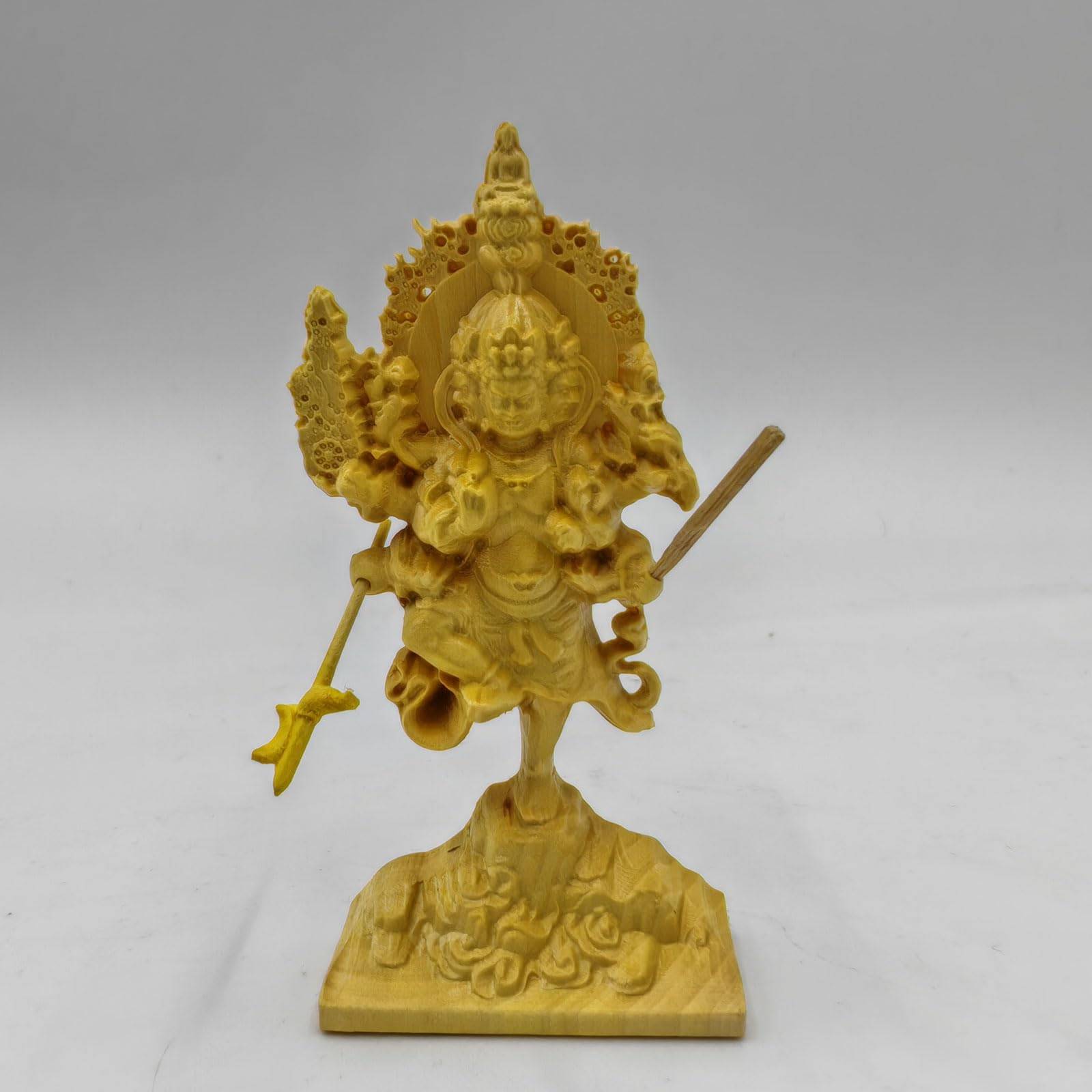 Miniatyr Buddha-staty Ususama tillverkad av totalhöjd Esoterisk Buddhism av skyddsguden av den träsnidade Buddha-statyn Myo-o buxbom, 7,2 cm -