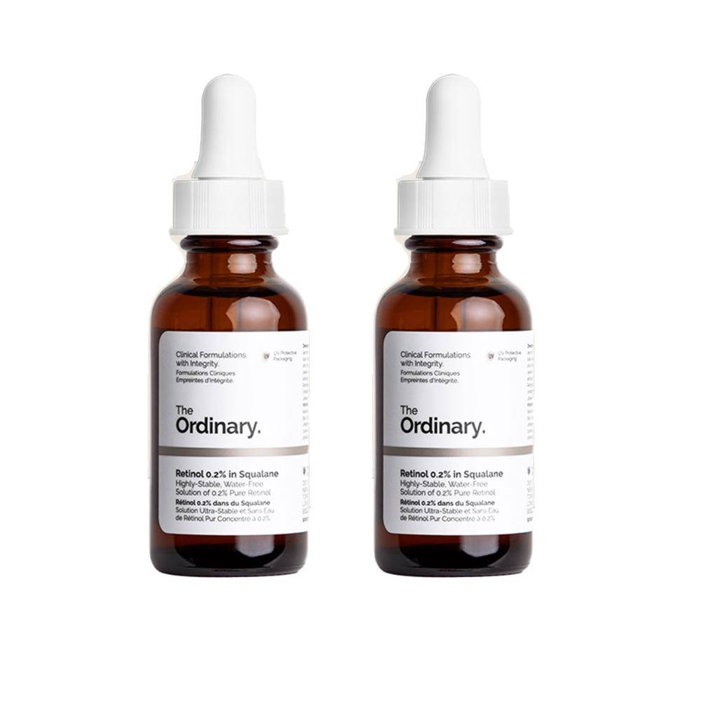 Vanlig retinol 0,2% i squalane (Set om 2) - 30 ml x 2 Anti-åldrande & Hudförnyande Serum för Nybörjare