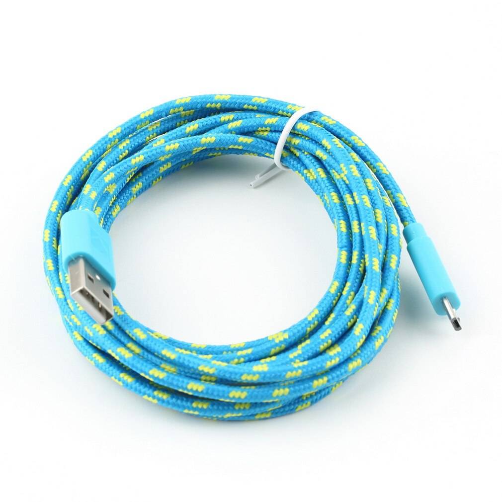 3 meter 10 ft flätad tråd micro usb-kabel sync nylonvävda laddarsladdar lämpliga för samsung galaxy s3 s4 s6 - Blå
