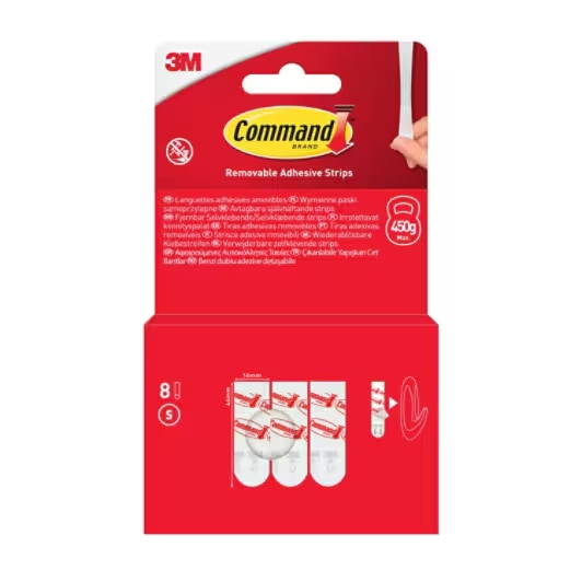 17022 | 3M Command Monteringsstrips, aftagelige, 8 små strips - 450g..