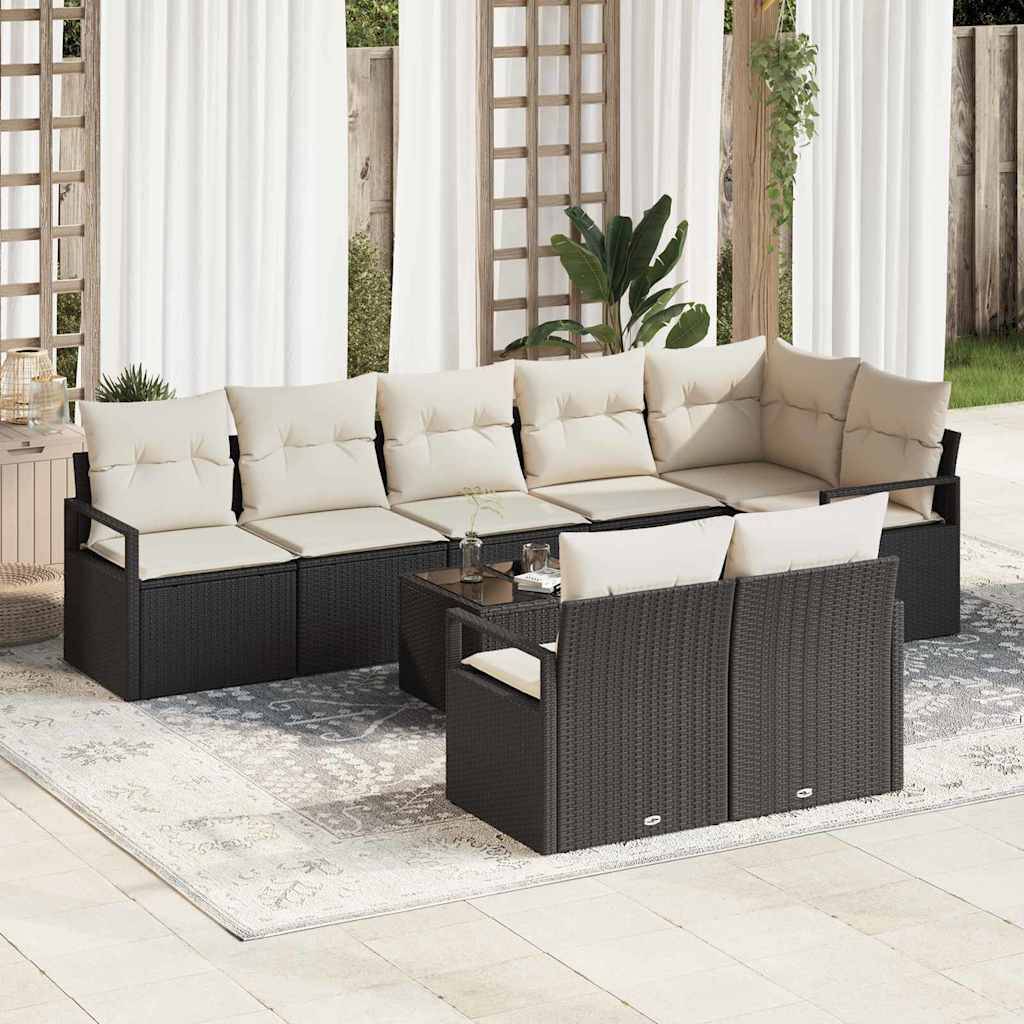 vidaXL Sofa Sæt 9 stk. Sort polyrattan