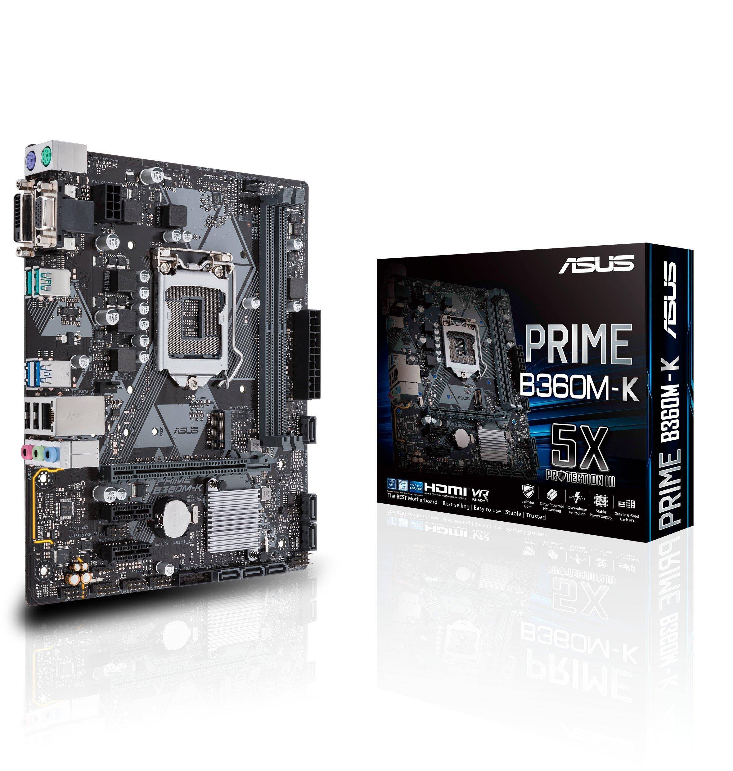 Asus Prime B360 LGA1151 DDR4 DVI VGA 2 mATX motherboard M-K (300 Series) M.