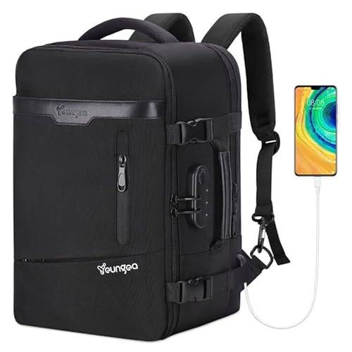 YOUNGOA Handbagage Kabinväska 40x20x25 cm för Ryanair Undersits Handbagage 20L Hyttstorlek YG063 (Svart)