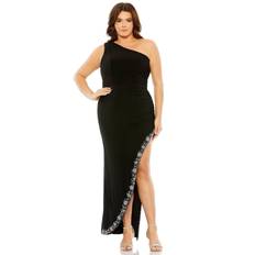 Mac Duggal 76992 - One Sleeve Embellished Slit Plus Size Prom Dress