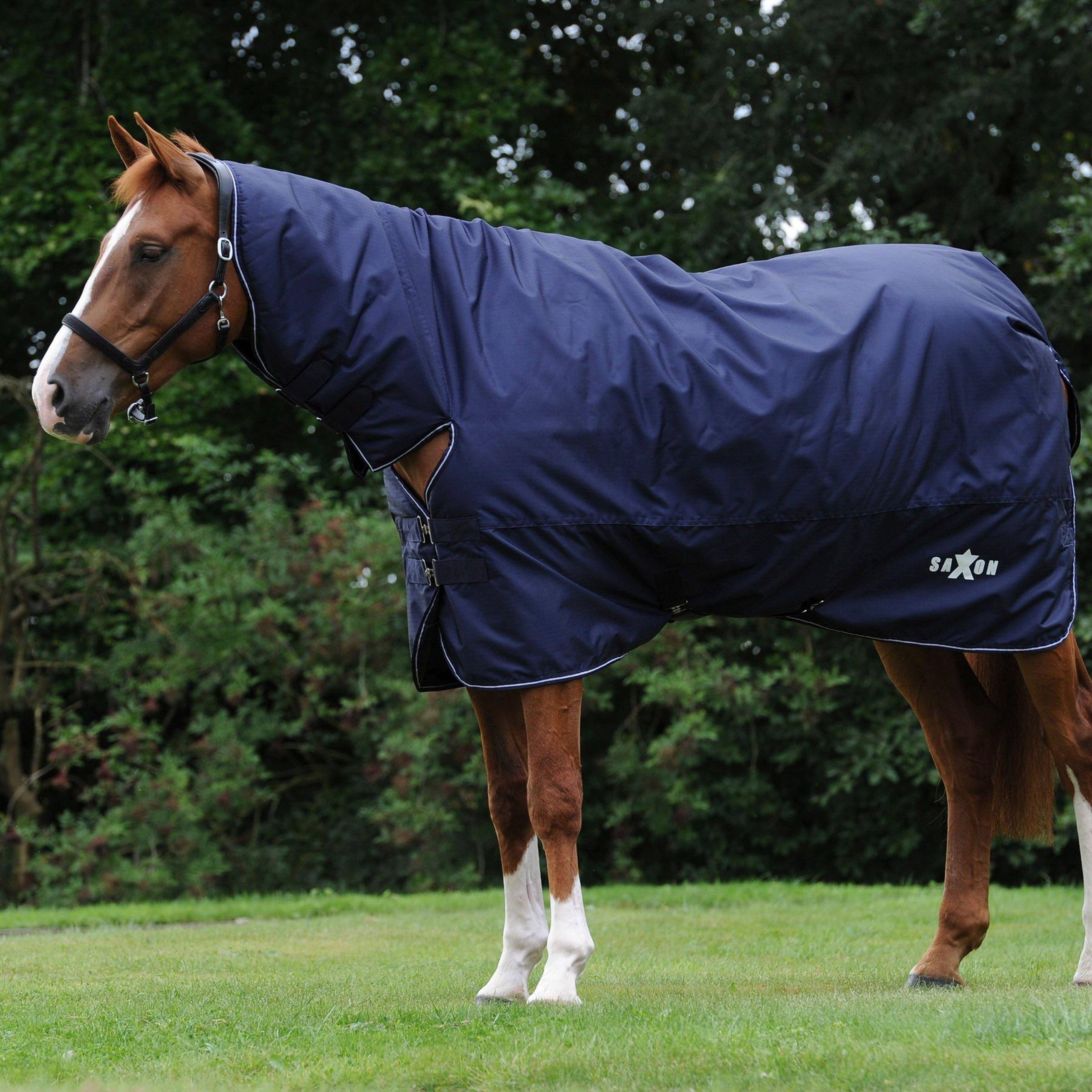 Saxon Defiant 600D Medium Weight Combo Neck Rug, Navy/White - 4'6