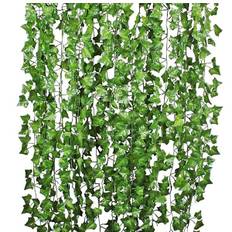 Pakke med 12 stykker 81 blade Ivy Garland kunstige planter, kunstig efeu plante, udendørs falsk efeu, kunst
