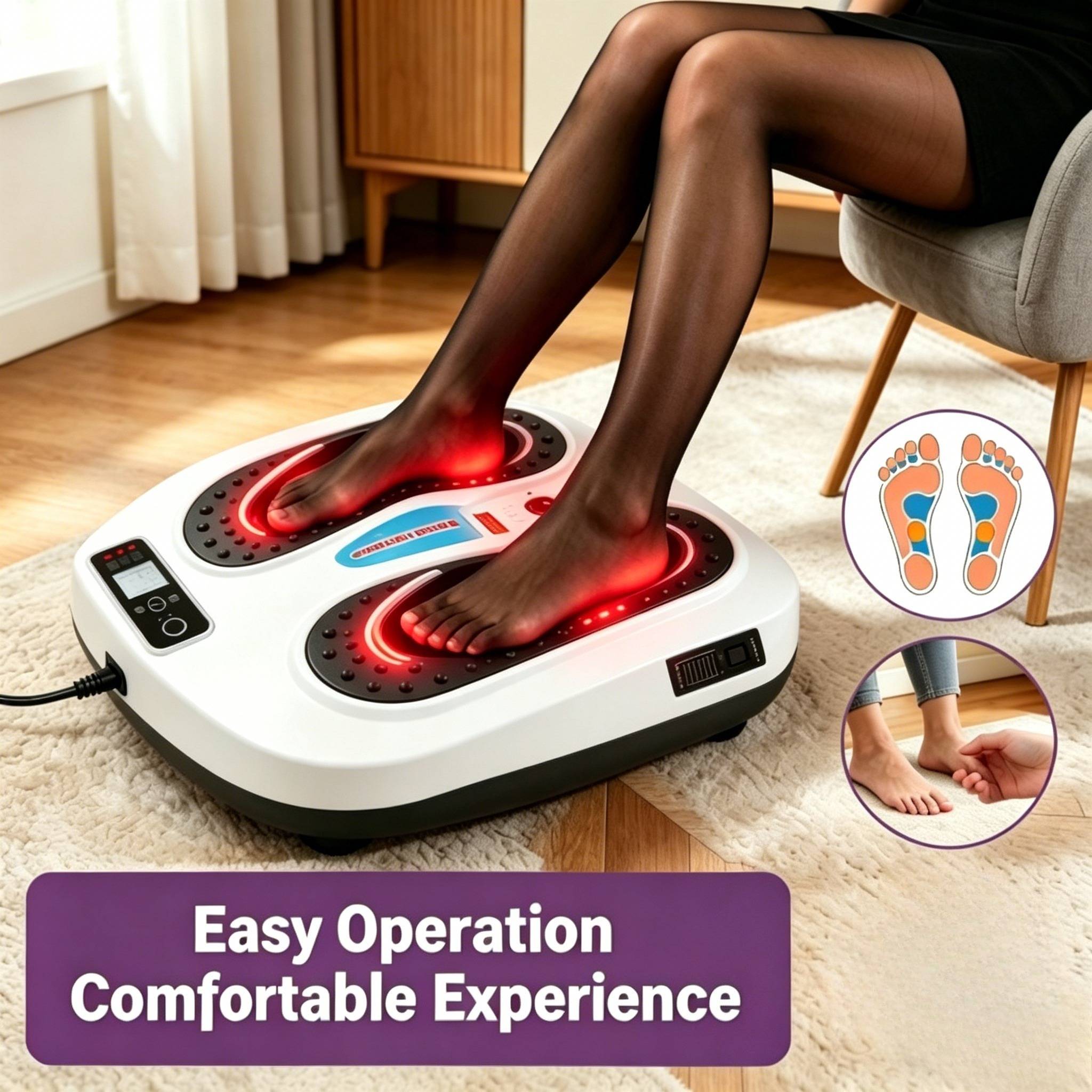 Foot and Leg Vibration Blood Circulation Massager, 9 Modes, Foot Massager, Promotes Blood Circulation and Relaxation, Easy to Operate, Gentle Experience. Valentine's Day Father's Day