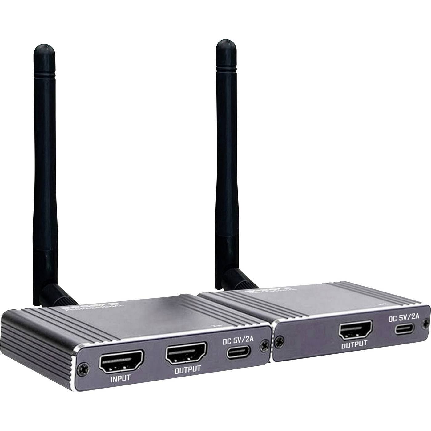 SpeaKa Professional SP-WLME-400 Trådlös HDMI-överföring (Set) 180 m 5 GHz 1920 x 1080 Pixel genomslingad HDMI-utgång