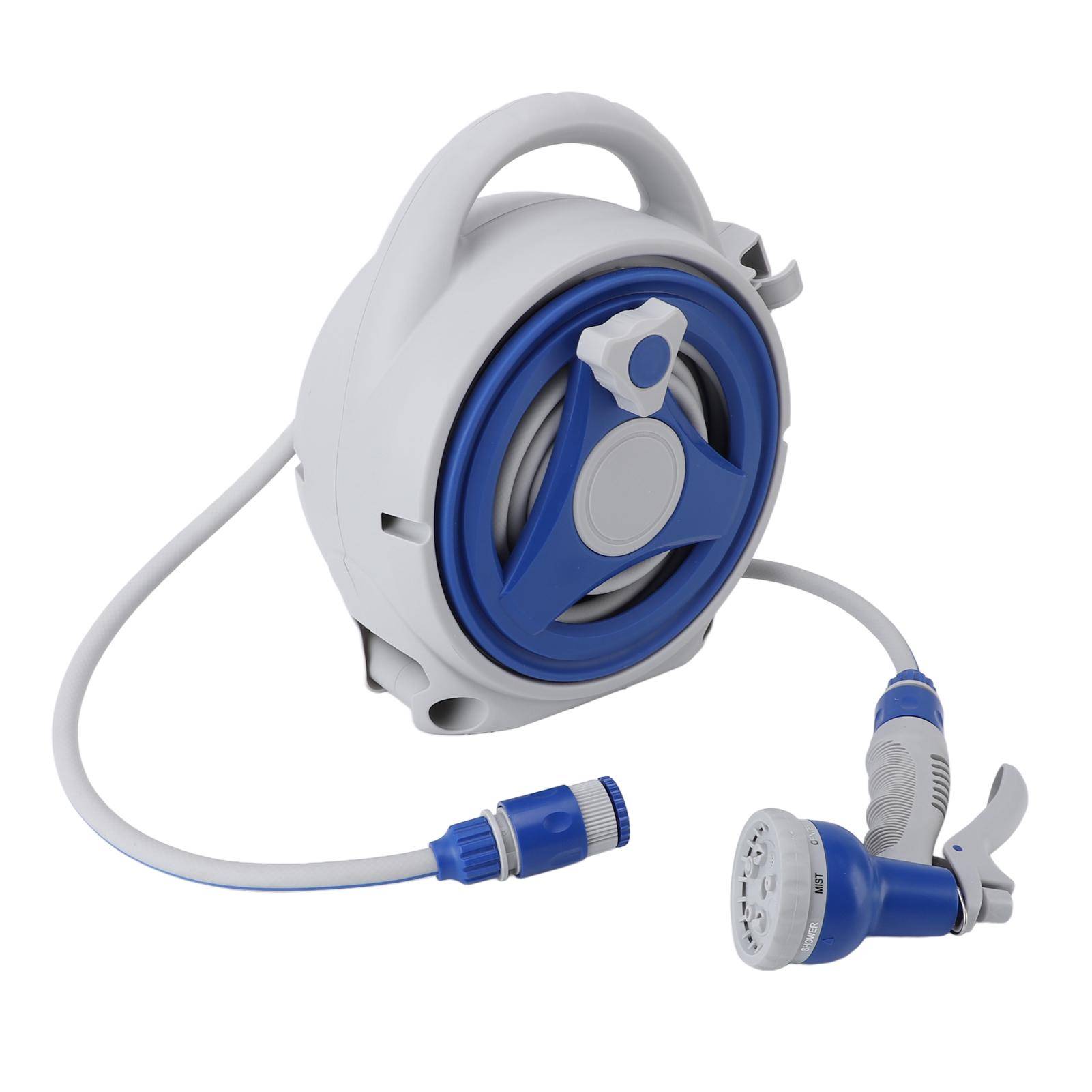 Garden Hose Reel Handheld Sunproof Hose Reel with 15m Water Pipe Nozzle for Home Yard Watering