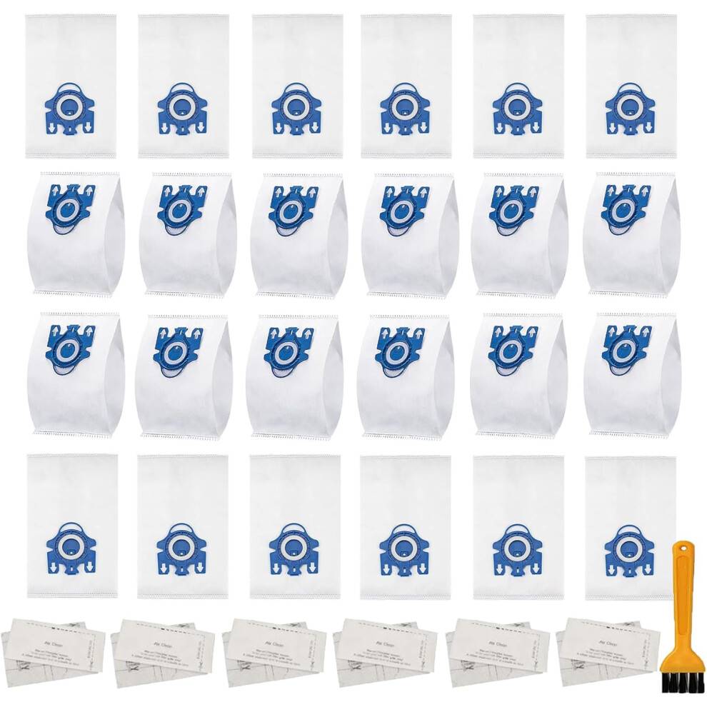 24 stk. 3D Airclean GN støvsugerposer, kompatible med Miele Classic C1, Complete C1, Complete C2, Complete C3, S400i, S600, S2, S5, S8-serie
