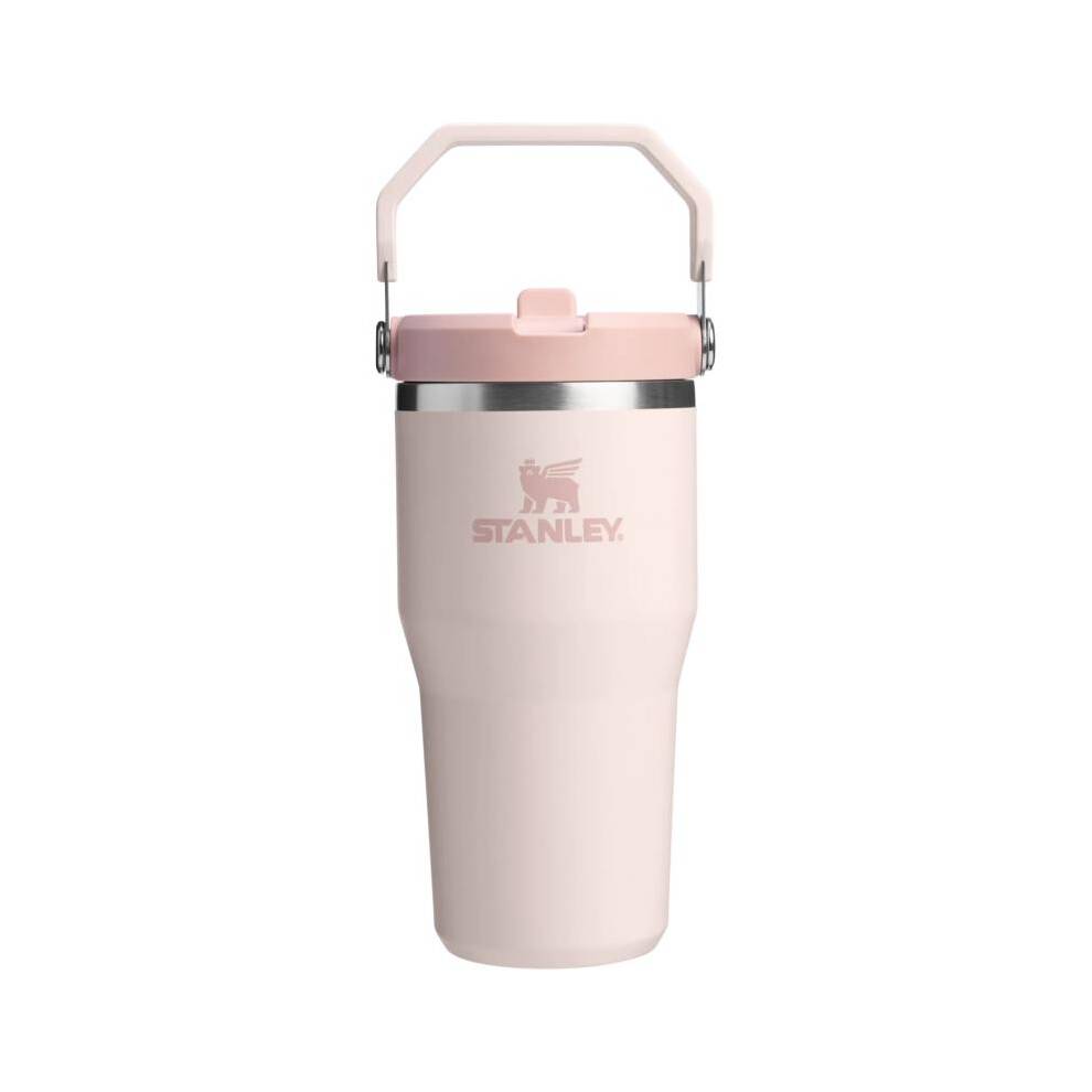 (White) The IceFlow Flip Straw 2.0 Tumbler 0.6L - 10-12044-044 - Pink, Foldable Handle, 20 oz Leakproof Insulated Cup for Hot & Cold Drinks