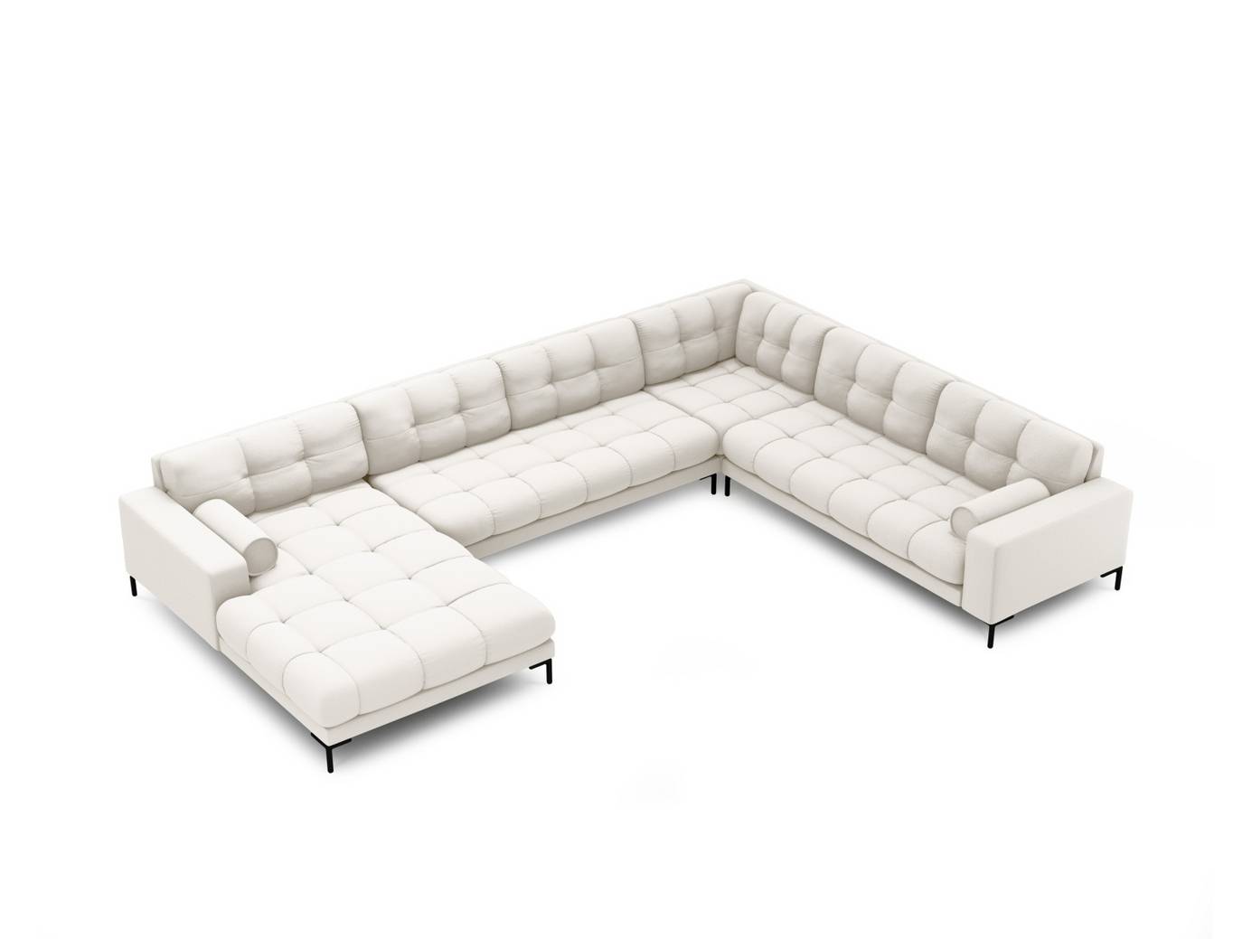 Cosmopolitan Design högervänd panoramahörnsoffa, "Bali", 7-sits, 327 × 256 × 75 cm, Neve, svarta metallben