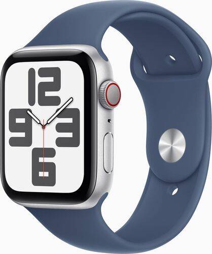 Apple Watch SE 44 mm (2022) | GPS + Cellular | silver | Sportband denim S/M