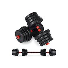 MSPORTS Hantelset premium 2-i-1 – korta och långa hantlar, justerbara till 20, 30 eller 40 kg – hantel-set med stålrör och skivvikter (40 kg)