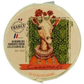 Æske med karameller med fleur de sel "Girafine"