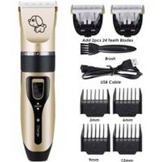Grooming kit elektrisk husdjursklippare uppladdningsbar katt hund hår trimmer rakapparat set djur hår klippmaskin - Lägg till 2 st 45mm blad