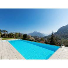 Fjordpool Thermopool med Trappa Komplett - 5x10x1.5m / Med Pooltak - Sidodörr Vänster / Enfärgad liner