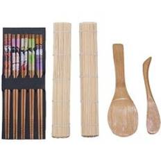 5 st/set bambu sushi maker set inklusive 2 st rullmatta ris spridare paddel 5 par &#xE4;tpinnar matlagningsverktyg - C