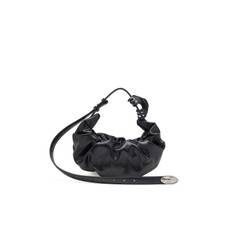 Diesel - Petit sac hobo froissé en PU brillant - Sacs d'Épaule - Femme - Noir